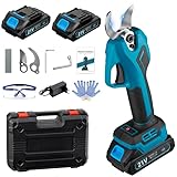 Elektrische Gartenschere für Makita 18V Akku, Akku Astschere 600W Professionelle mit 2 Akku 2000mAh, Handgeführte Bürstenloser Gartenschere mit 20-35mm Schnittdurchmesser und LED Schnittzählerm (Blau)