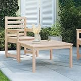 QJBSAVVA Gartentisch aus massiver Kiefer 82,5x82,5x45 cm Naturholz Beistelltisch Outdoor mit Stabiler Tischplatte Rustikales Design für Garten Terrasse Balkon und Camping