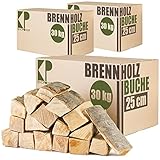 Buche Brennholz 25 cm Kaminholz 30, 60 oder 90kg für Kaminofen Lagerfeuer Feuerschale Ofen Grill Buchenholz kammergetrocknet ofenfertig Holzscheite Kingpower, Menge:90 kg