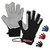 ALPIDEX Klettersteig Handschuhe Unisex Echtleder Kletterhandschuhe Half Finger Gloves Via Ferrata, Größe:L, Farbe:Wild Black