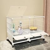 SGeneE Doppelseitiger, transparenter verschlüsselter Kaninchenstall, Hasenkäfig, Hasenhaus für den Innenbereich, großer Platz, leicht zu reinigen, geeignet für mehrere Haustiere