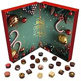 Hallingers Sweet Christmas - Veganer Adventskalender Pralinen Geschenk handmade teils mit Alkohol aus Schokolade vegan (Box) - Adventskalender Neuheiten & Adventskalender befüllen | Glückwunsch Chanuk