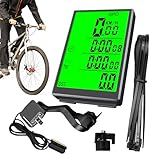 Fahrradcomputer - Beleuchteter Fahrradtacho mit Kabel - Kabelloses -Radcomputer mit Hintergrundbeleuchtung für Training, Berg, Pendeln und Reisen