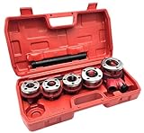 HERO Gewindeschneider Set 7-tlg Schneidkluppensatz Schneidkluppe aus Stahl Gewindeschneidkluppe Rohrgewindeschneidsatz mit 6 Schneidköpfen Rohrschneider mit Koffer Gewinde Schneider 3/8' - 1.1/4' Zoll