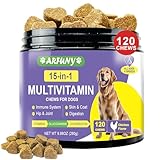 15 in 1 Hunde Multivitamine - unterstützt Verdauung, Fell, Knochen & Vitalität - Nahrungsergänzungen & Vitamine für Hunde - Vitamine für Hunde - Reich an Vitaminen, Glucosamine, Chondroitin