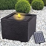 Solar Gartenbrunnen Brunnen Solarbrunnen Zierbrunnen Wasserfall Gartenleuchte Teichpumpe für Terrasse, Balkon, mit Pumpen-instant-Start-Funktion mit Liion-Akku & Led-Licht