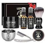 Rasierset für Männer, Barber Set Inkl Rasiermesser, Pre Shave, Rasierpinsel, Rasierseif, Rasiercreme Männer, Rasierschale, After Shave Balsam, Geschenke für Männer