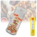 huanzhi Grill Rack FüR AußEngrill, Grillschale FüR GemüSe Hochwertiger Fischhalter FüR Grill, FüR AußEngrill GemüSe,Fleisch, Camping-Essentials (Wird Mit Einem 300ml Ölsprüher),2pcs