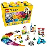 LEGO Classic Große Bausteine-Box, Konstruktionsspielzeug für Mädchen und Jungen mit Aufbewahrungsbox, enthält bunte LEGO Steine, Reifen, Türen, etc. in 33 Farben, Geschenk für Kinder ab 4 Jahren 10698