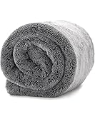 Ivality® Auto Trockentuch XXL 80x50 cm Ultra Saugstarke 1800 GSM Motorrad Twisted Towel mikrofasertuch - fusselfreie & Lack-schonende microfasertuch autopflege - Grau