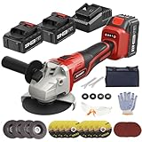 Avhrit Akku Winkelschleifer 125 mm, Bürstenloser Motor Akku Flex mit 2PCS 4.0Ah Akkus & Ladegerät, 8 Trennscheiben, 4 Fächerscheiben zum Schneiden, Rostentfernung
