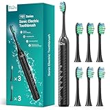 Elektrische Zahnbürste für Erwachsene mit 6 Bürstenköpfen, wiederaufladbare Schallzahnbürste, ultra-lange Akkulaufzeit, 4 Stunden Ladezeit und 180 Tage Nutzung, Schwarz