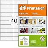 Printation Universal Etiketten 52,5 x 29,7 mm selbstklebend weiß bedruckbar für Kennzeichnungen - 40 Labels pro A4 Bogen 4x10 4000 Aufkleber auf 100 Blatt Etikettenpapier A4 bedruckbar 4461 3651 FBA