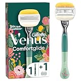 Rifle Paper Co. + Gillette Venus ComfortGlide Damenrasierer – 1 Griff + 1 Nachfüllklingen, 5 Klingen, die sich glatt rasieren, für eine sanfte Haut