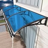 Fenstermarkise für den Außenbereich – 100 x 160 cm blaue Türmarkise mit Metallhalterung für Regen, Schnee & UV-Schutz – Stilvoller Terrassen-Sonnenschutz für den Außenbereich