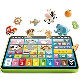 hahaland Kinder Laptop Baby Tablet für 1 2 3 Jahr alte Jungen Mädchen, Augenfreundliches Elektrisches Lernspielzeug mit Words,Zahlen,Alphabete,Songs, Montessori Spielzeug (EN/DE/FR/IT/ES)