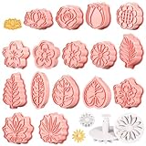 19 Stück Ausstechformen Blumen Set, 3D Keksausstecher in Pflanzenform, Keksstempel, Cookie Cutter für Backen DIY Fondant Schokoladen Tortendeko, für Party Kindergeburtstag Dekoration Weihnachten