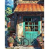 Qiukoo Malen nach Zahlen Erwachsene - 40x50 cm Nostalgisches Stadtbild im Retro-Stil - DIY Malen nach Zahlen Ölgemälde - Handgemalt Malset für Erwachsene - Wanddeko & Geschenkidee