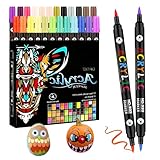 36er Set Porzellanstifte mit Doppelspitze, 72 Farben, Keramik Stifte Spülmaschinenfeste für Keramik Glas Holz, Schnelltrocknend, Wasserdicht, Ideal für Bemalen von Tassen, Steinen und Kreativprojekte