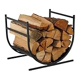 Relaxdays Kaminholzregal U-Form, Metall, HBT: 40x46x38 cm, Brennholzregal für Feuerholz, Stapelholz, Brennholz, schwarz