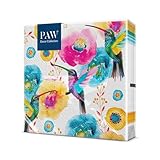 PAW - Servietten 3-lagig (33 x 33 cm) I 20 Stück I Perfekt für Geburtstage, Partys, Hochzeiten, Kommunion und Feiern I Tischdeko Bunte Papierservietten - Kolibris Blüten Fauna & Flora I Hummingbird