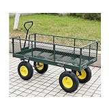 LVLDAWA Kippanhänger Quad, Gartenwagen Mit 180° Verstellbarem Griff Abnehmbare Stahlgitterwände, Kippanhänger Für Landwirtschaft, Lager(96x50x55cm)