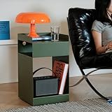 QAZXDRFG Kreativer Beistelltisch, Wohnzimmer-Beistelltisch mit 3 Ablageebenen, schmiedeeiserner Couchtisch mit Rädern für Schlafzimmer, Arbeitszimmer (Grün)