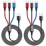 NINGKPOW Multi USB Kabel [2Stück 1.2M], 3 in 1 Universal Ladekabel Nylon Schnell Multi Ladekabel USB Mehrfach Ladekabel mit Micro USB Typ C für Samsung Galaxy S23 S22, Huawei P50 P40, Oneplus, LG