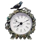 Ownant Tischuhr Vintage Tischuhren Retro Vintage Standuhr Wohnzimmer Kaminuhr Tischuhr Vintage Leise Wecker (Kleiner Vogel)