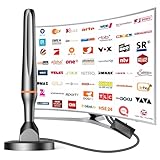 DVBT2 Antenne, DVB-T/DVB-T2-Antenne, Stärkere Stabantenne für digitales Fernsehen/Digital TV/DAB Radio/DVB-T2 Tuner Stick, Maximale Signalqualität - Mit Magnetfuß 3m Kabel