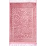 spar-home Gebetsteppich für Frauen – Weiche Teppich für Salah Beten Dicker Stoff Gebetsmatte für Erwachsene und Kinder Ideal als Badematte (Rosa)