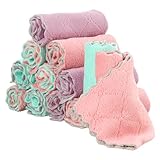 taonganui 12 Stück Mikrofasertücher Reinigungstücher Mikrofaser Küche Putzlappen 25 X 25cm Abwaschlappen,Ultra Saugfähig Wiederverwendbar Lappen Küche Rags für Auto Küche Badezimmer