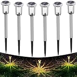 Auting LED Solarleuchten für Garten, 6 Stück Warmweiß Farben wasserdichte Solarlampe für außen, Terrasse, Rasen, Garten, Hof, Wege