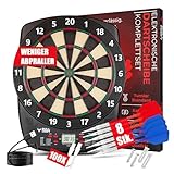 BULL CRAFT Dartscheibe Elektronisch – [ DER TURNIERSTANDARD ] – Profi E Dartscheibe Deutsch - Komplettset inkl. Dartpfeile, Elektronische Dartscheibe - Kabellos Nutzbar - Softdartscheibe