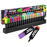 Westcott Textmarker Tischset 20 Stück in Neon und Pastell | 20er Pack Highlighter Marker mit Organisationssystem | 2-5 mm Strichstärke | Premium Tinte aus Deutschland | E-744250 00