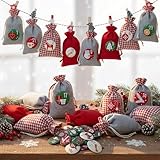 Adventskalender zum Befüllen Stoff – 24 Adventskalender Säckchen in 2 Größen, Weihnachtskalender zum Befüllen für Kinder, Adventskalender Wiederverwendbar & Selber - Befüllbar für 2025 – XXL