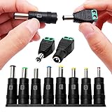 8 in 1 Universal DC Netzteil Adapter, 5.5x2.1 mm KUOQIY Buchse auf Stecker DC Hohlstecker Adapter für Laptop Netzteil, Kompatibel mit HP Dell ASUS Lenovo Acer, mit Männlich Weiblichem DC Anschluss