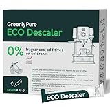 GREENLY PURE Universal-Kaffeemaschinen-Entkalker, 100% Zitronensäure Pulver in Lebensmittelqualität, Wasserkalkentferner, 12 x 15g