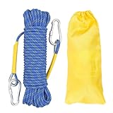 Gangying Kletterseil 8mm Outdoor Seil 70m Statisches Kletterseil Feuerrettungs-Fallschirm-Seil Geflecht Nylon Seil mit 2 Stahlhaken für Wandern Outdoor Bergsteigen Sport Camping
