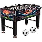 GAMES PLANET® Kickertisch Leeds - 140x73x87cm, Höhenverstellbar, 4 Bälle, 2 Getränkehalter, Torzähler, Stadion-Design - Tischkicker, Kicker, Tischfussball für Kinder und Erwachsene