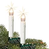 hellum Lichterkette Kerzen Weihnachtsbaum, Kerzen Lichterkette innen mit Clip, 30 Lichter, beleuchtete Länge11,6m, Zuleitung 1,5m Kabel grün,Schaft weiß, für Innen mit Stecker