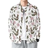 VOSERY Leichte Herren-Jacke, abstraktes Muster, niedliches Hühnerblüte, lässig, mit Reißverschluss, Windjacke mit Tasche, Stil 8, XX-Large