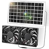 Joycabin Solar Ventilator, Solarmodul Lüfter Kit, 10W Solar Dual Auspuffventilator, Tragbarer Solar Abluftventilator für kleine Hühnerställe, Gewächshäuser, Haustierhäuser, Garage, Keller