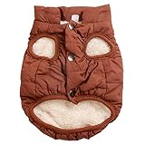 JoyDaog 2-lagige mit Fleece gefütterte Hundejacke, sehr warm für Winter und kaltes Wetter, extraweiche, winddichte Hundeweste,braun,S