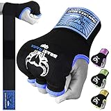 BEAST RAGE Boxbandagen Herren, Gelhandschuhe MMA 75 cm lang Boxbandagen elastisch, gepolstert Gel Innenhandschuhe Boxen, Boxsack, Training Muay Thai, Handbandagen Kinder (blau, L (Adult))