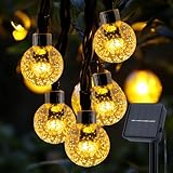 LuJasi Solar Lichterkette Aussen, 8M 30LED Lichterkette Außen Solar IP65 Wasserdicht, 8 Modi Kristall Kugeln, Solarlichterkette Outdoor für Balkon, Garten, Terrasse, Hochzeit, Party (Warmweiß)