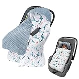 Baby Einschlagdecke Babyschale Winter Universal Kuscheldecke 90x90cm，für Buggy Autositz Ganzjahresdecke Baumwolle