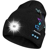 Bosttor Bluetooth Mütze mit Licht Männer, Unisex Mütze mit Musik, mit Kopfhörer & Lautsprechern, LED Mütze zum Camping Laufen Wandern, Weihnachten Gadget Geschenk für Männer Papa Frauen