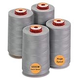 New brothread - 28 Optionen - 4 Große Konen 5000M Allzweck Polyester Nähgarn 40S/2 (Tex27) zum Nähen, Quilten, Patchwork, Serger und Overlock - Silver