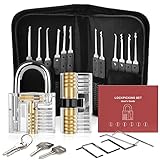 Diyife Lockpicking Set [Upgrade], 26 Stück Dietrich Set Komfort-Sicher Silikon-Hand, mit 2 Transparentem Trainingsschlössern, für Anfänger und Profis Schlosser (Schwarz)